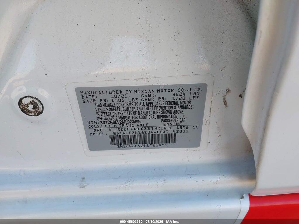 3N1CN8EV2ML923495 2021 NISSAN VERSA photo no. 8