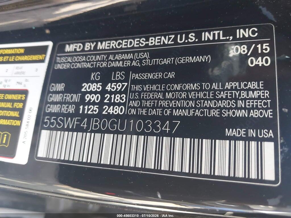 55SWF4JB0GU103347 2016 MERCEDES-BENZ C 300 photo no. 9