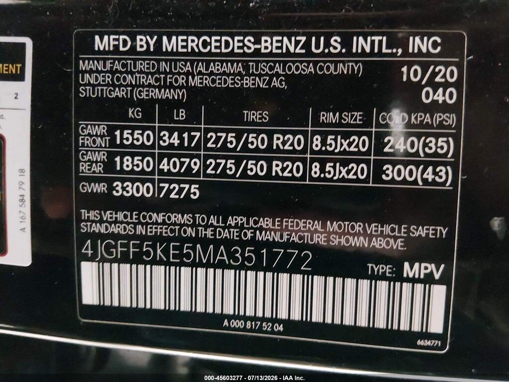 4JGFF5KE5MA351772 2021 MERCEDES-BENZ GLS 450 photo no. 9