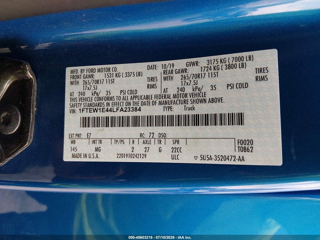 1FTEW1E44LFA23384 2020 FORD F-150 photo no. 9