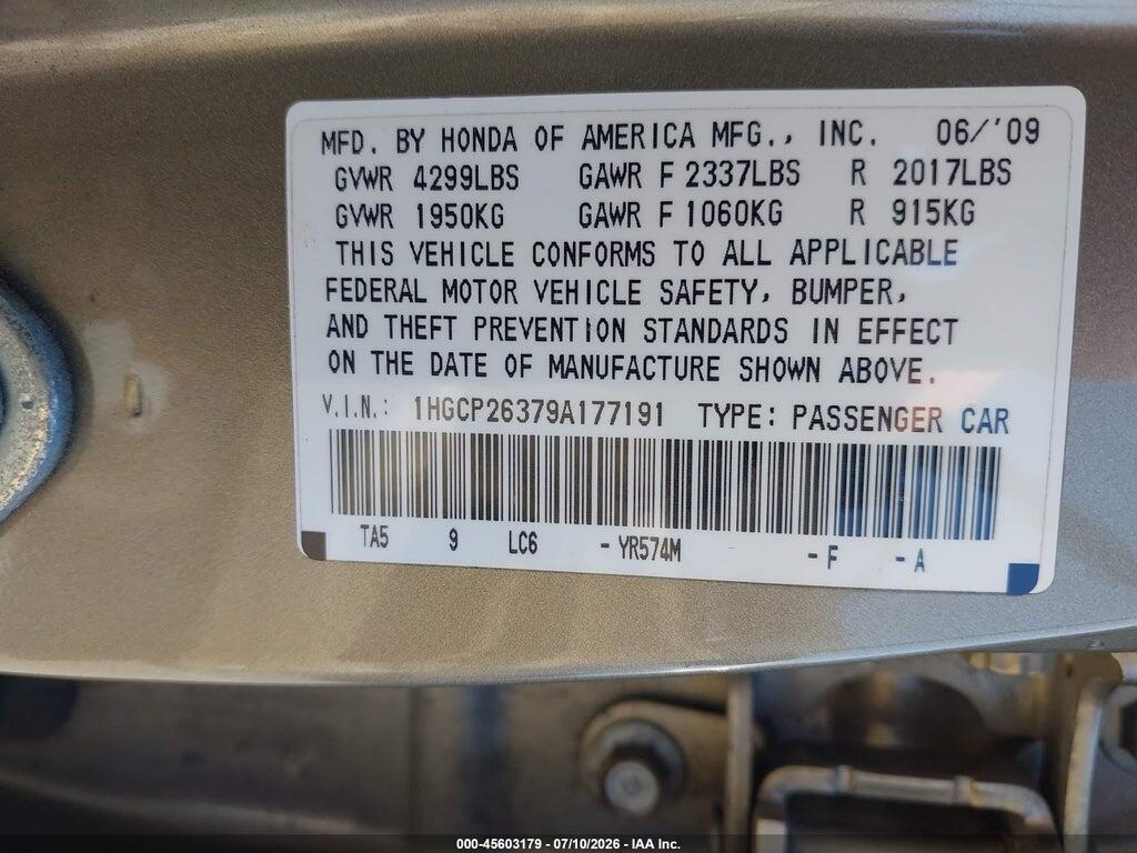 1HGCP26379A177191 2009 HONDA ACCORD photo no. 9