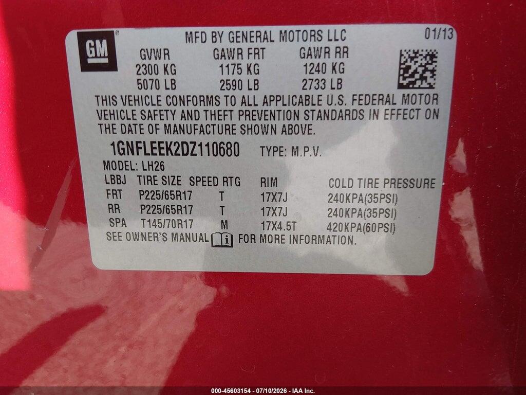 1GNFLEEK2DZ110680 2013 CHEVROLET EQUINOX photo no. 9