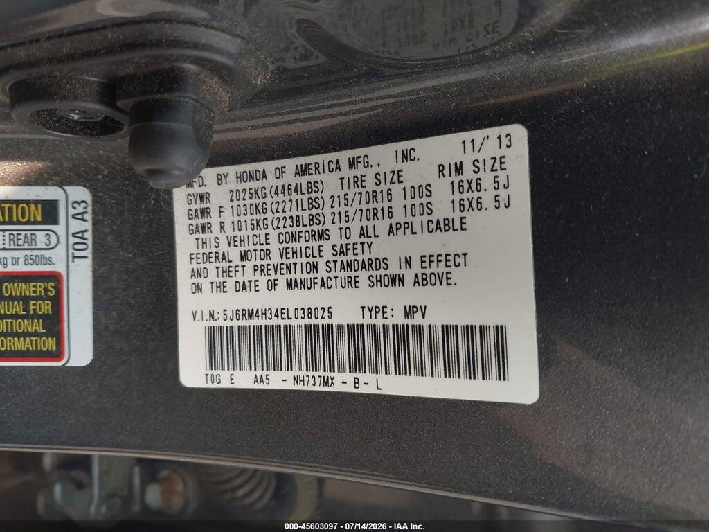 5J6RM4H34EL038025 2014 HONDA CR-V photo no. 9