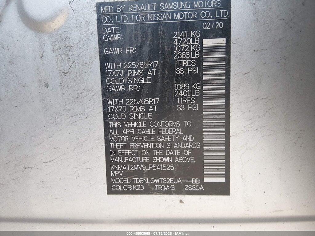 KNMAT2MV9LP541525 2020 NISSAN ROGUE photo no. 9
