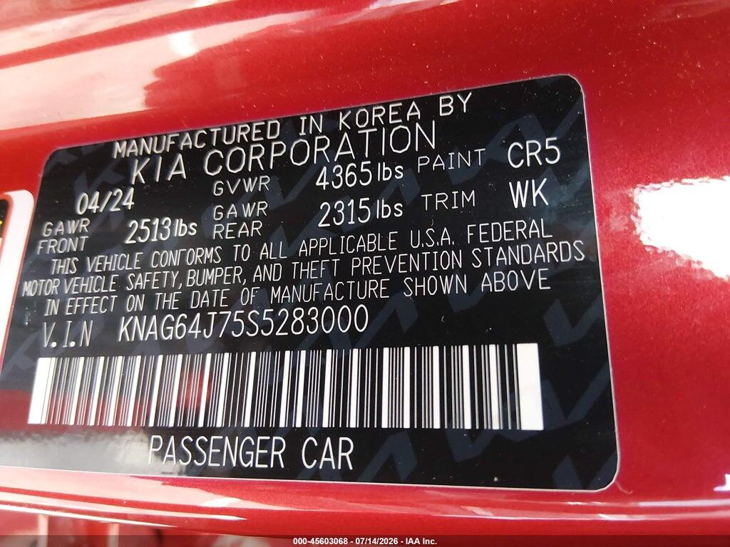 KNAG64J75S5283000 2025 KIA K5 photo no. 9