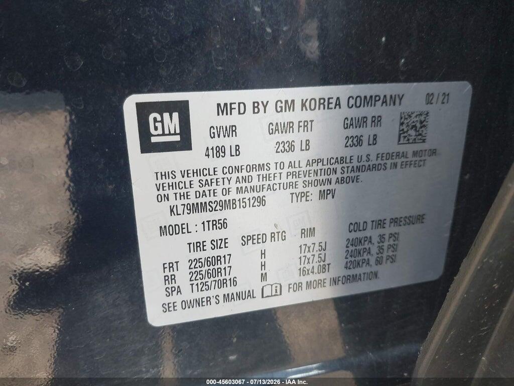 KL79MMS29MB151296 2021 CHEVROLET TRAILBLAZER photo no. 9