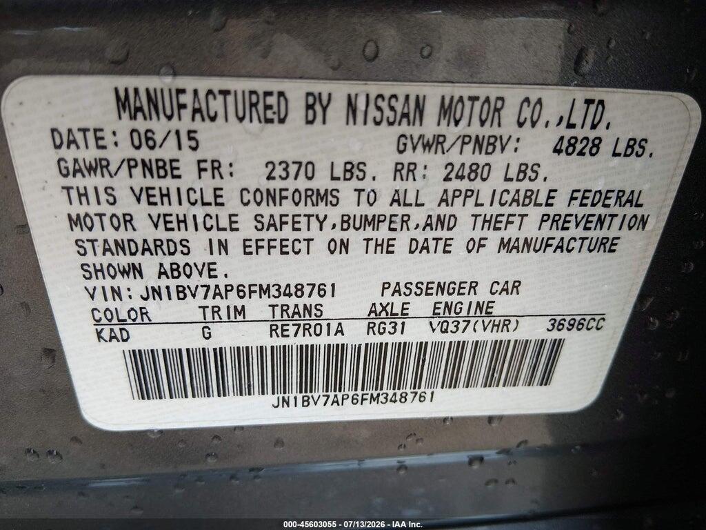 JN1BV7AP6FM348761 2015 INFINITI Q50 photo no. 9