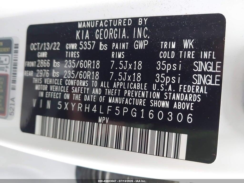 5XYRH4LF5PG160306 2023 KIA SORENTO photo no. 9