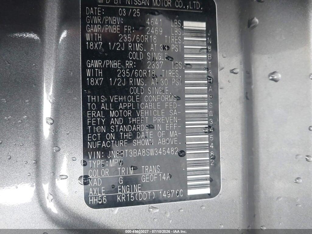 JN8BT3BA8SW345482 2025 NISSAN ROGUE photo no. 9