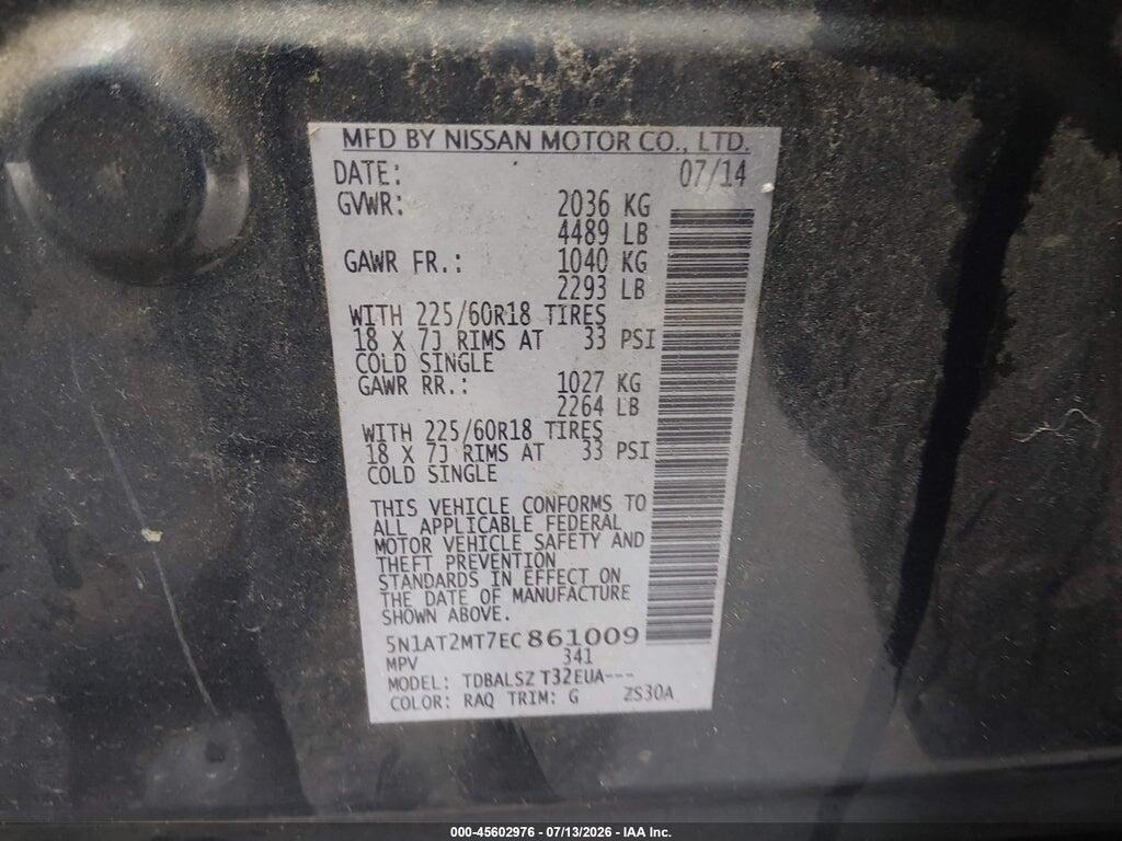 5N1AT2MT7EC861009 2014 NISSAN ROGUE photo no. 9