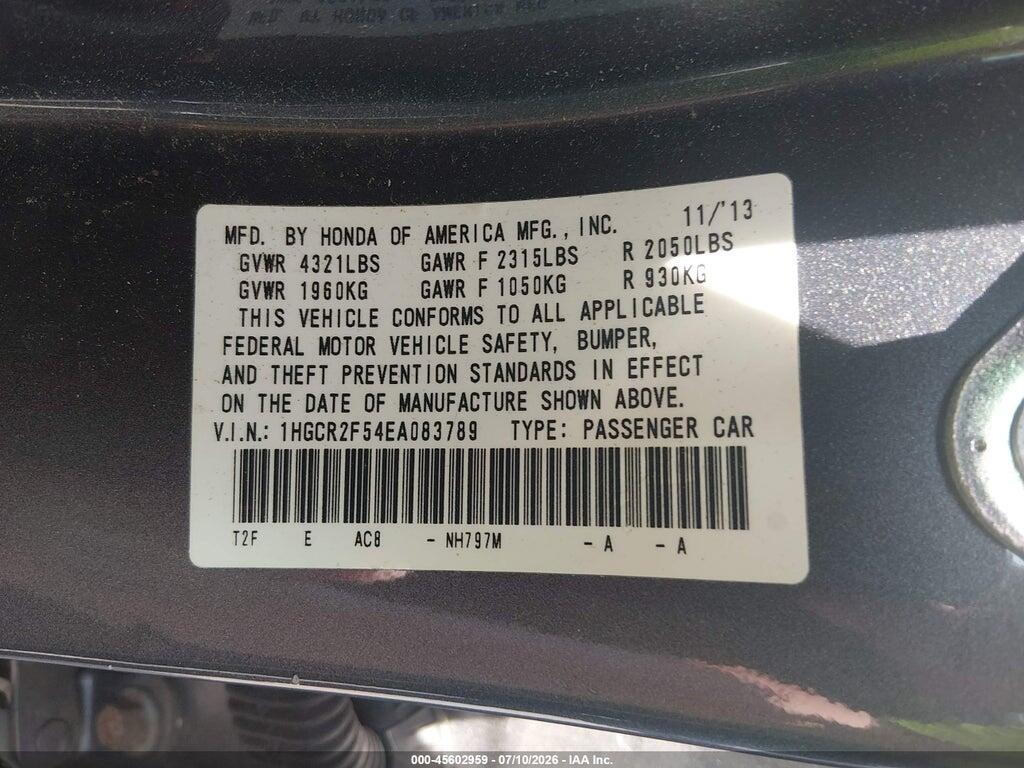1HGCR2F54EA083789 2014 HONDA ACCORD photo no. 9