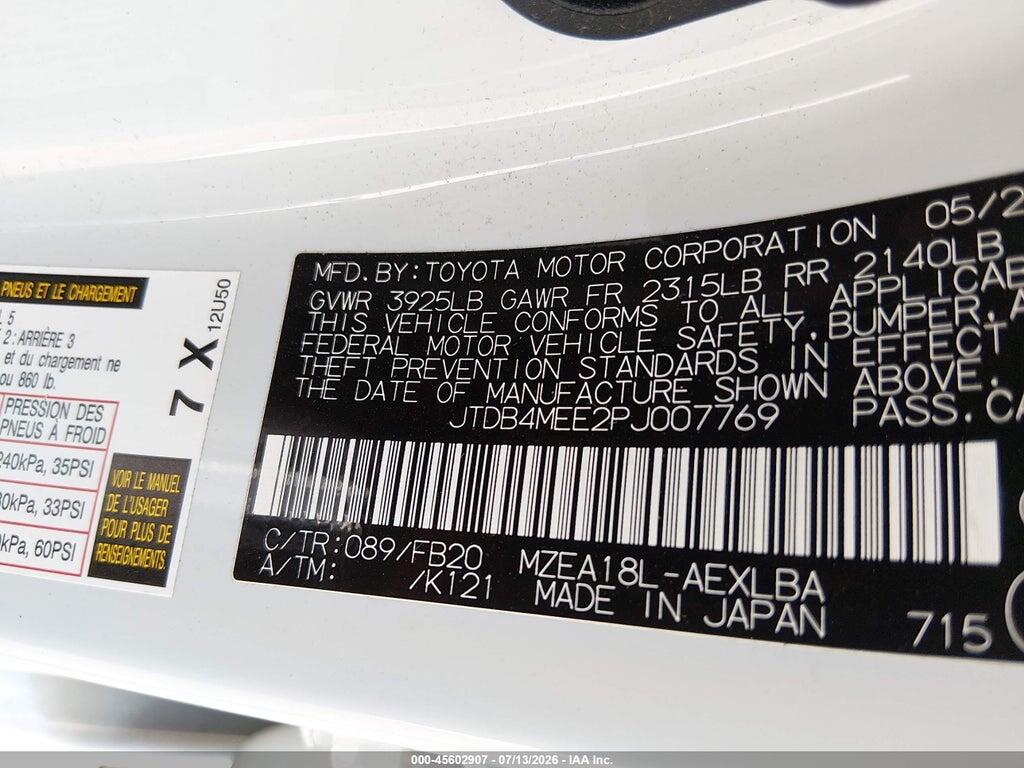 JTDB4MEE2PJ007769 2023 TOYOTA COROLLA photo no. 9