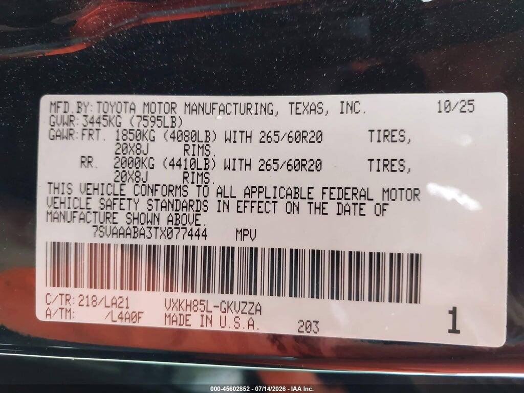 7SVAAABA3TX077444 2026 TOYOTA SEQUOIA photo no. 9