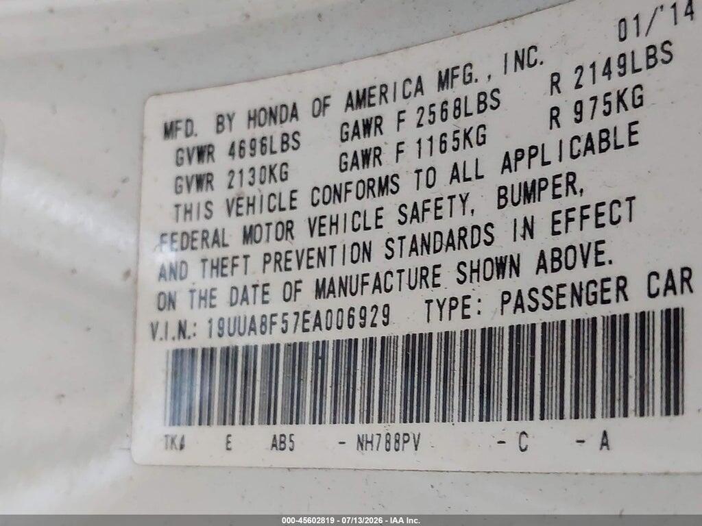19UUA8F57EA006929 2014 ACURA TL photo no. 9