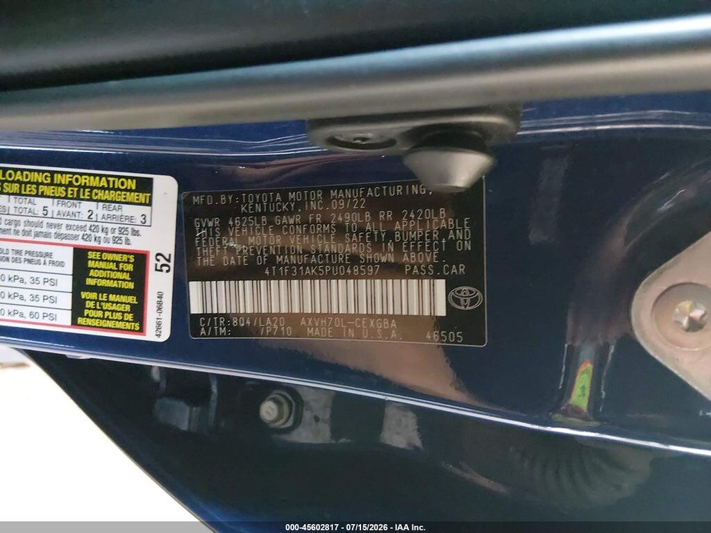 4T1F31AK5PU048597 2023 TOYOTA CAMRY photo no. 9