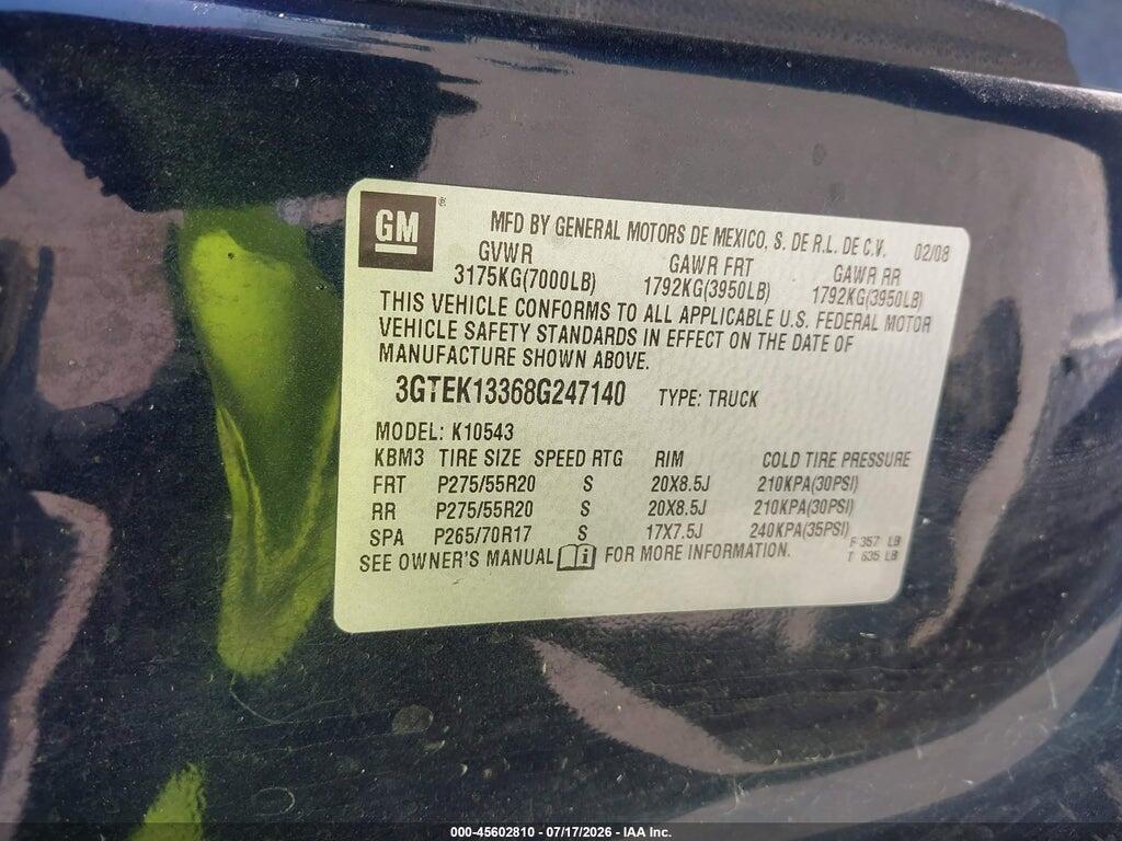 3GTEK13368G247140 2008 GMC SIERRA 1500 photo no. 9