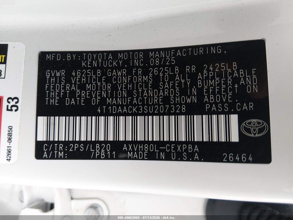 4T1DAACK3SU207328 2025 TOYOTA CAMRY photo no. 9
