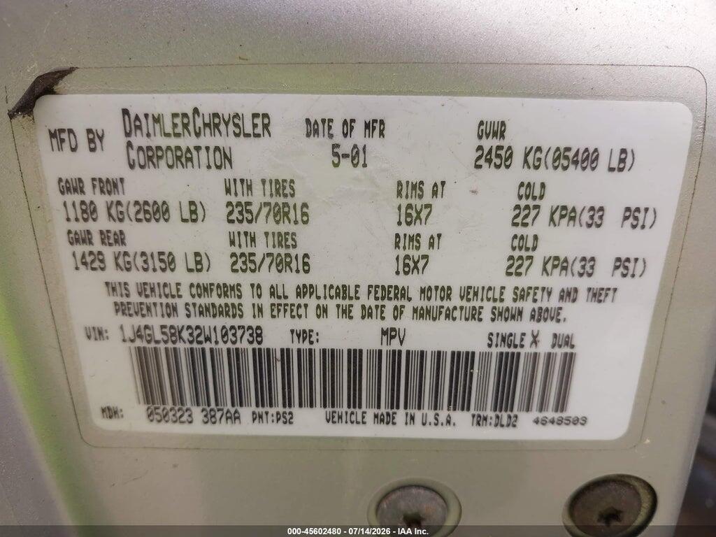 1J4GL58K32W103738 2002 JEEP LIBERTY photo no. 9