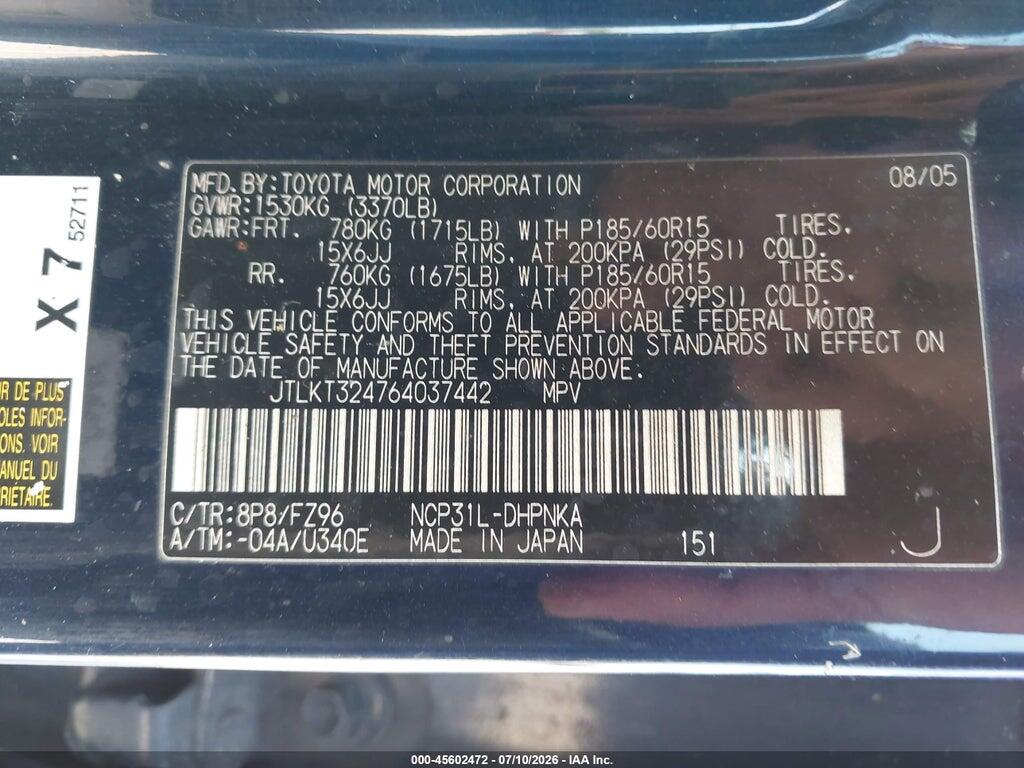 JTLKT324764037442 2006 SCION XB photo no. 9