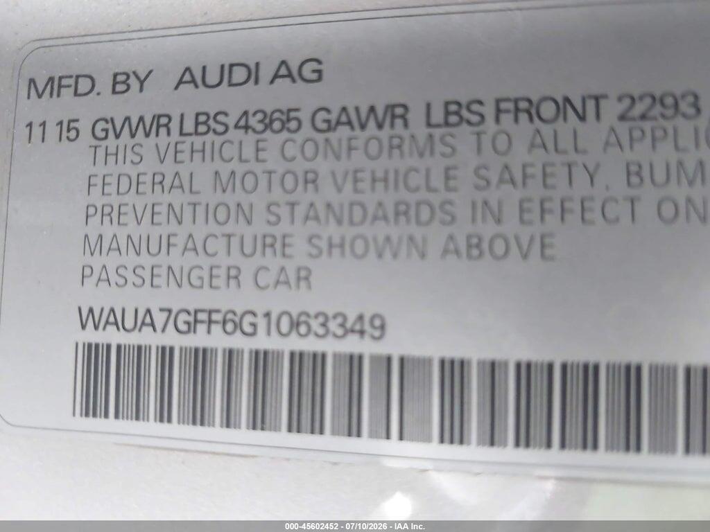 WAUA7GFF6G1063349 2016 AUDI A3 photo no. 9