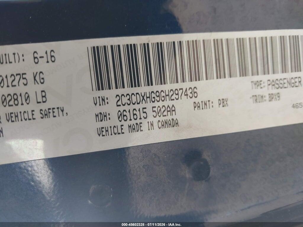 2C3CDXHG9GH297436 2016 DODGE CHARGER photo no. 9