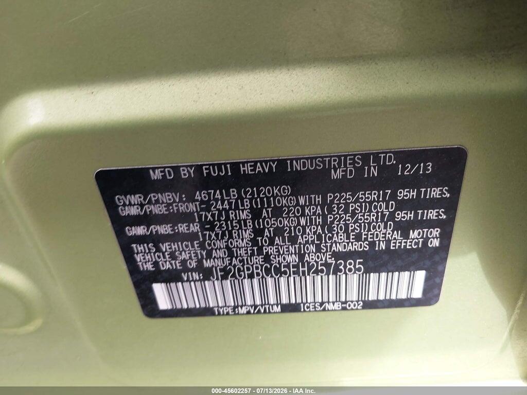 JF2GPBCC5EH257385 2014 SUBARU XV CROSSTREK HYBRID photo no. 9