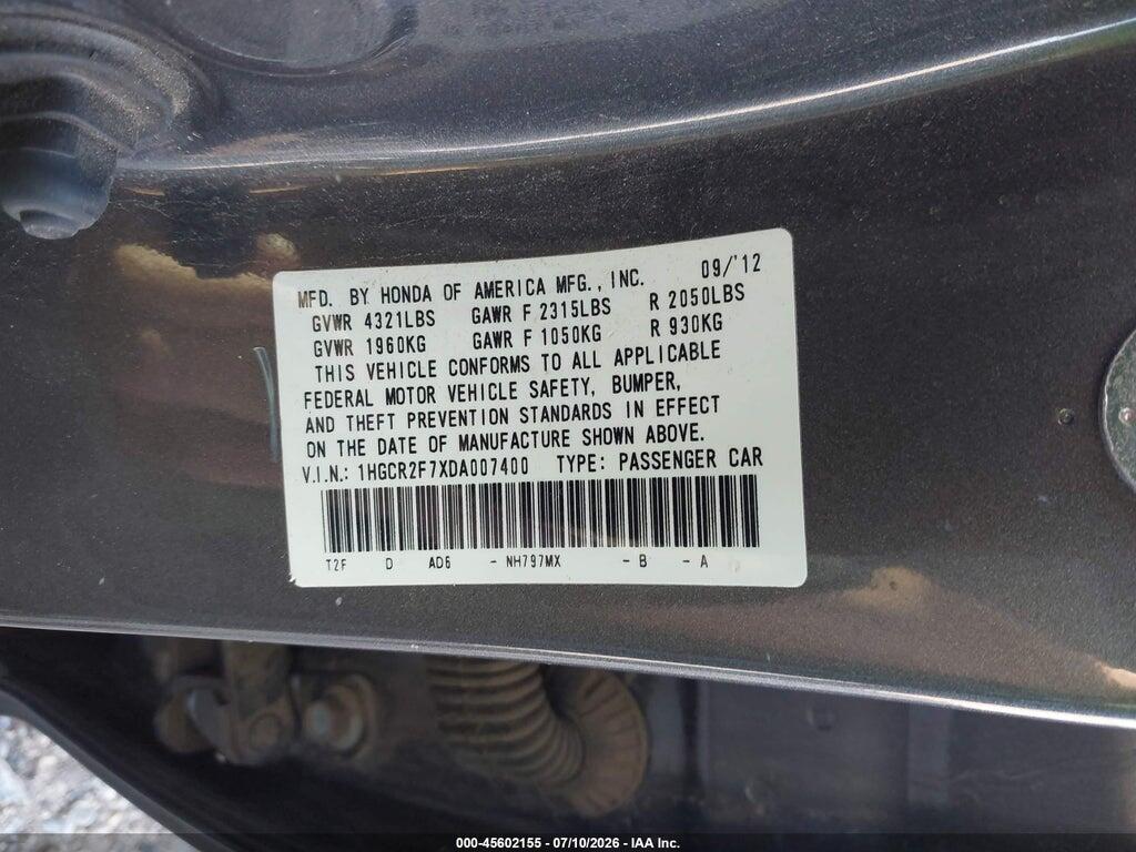 1HGCR2F7XDA007400 2013 HONDA ACCORD photo no. 9