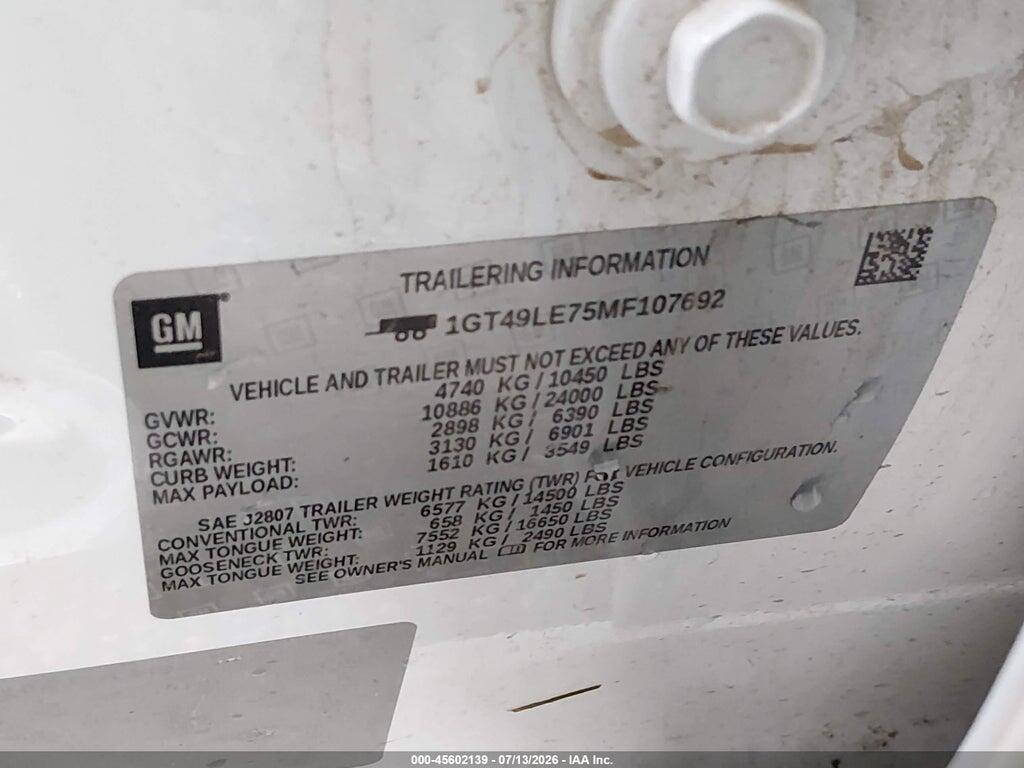 1GT49LE75MF107692 2021 GMC SIERRA 2500HD photo no. 9