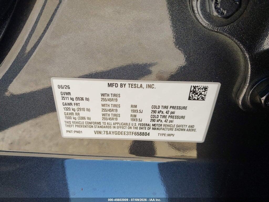 7SAYGDEE3TF658804 2026 TESLA MODEL Y photo no. 9