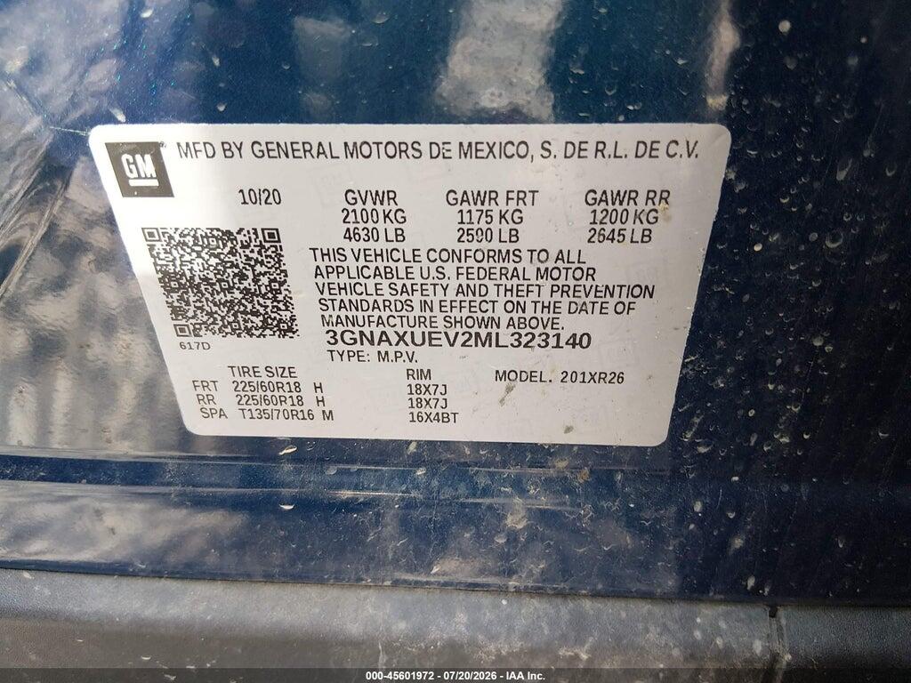 3GNAXUEV2ML323140 2021 CHEVROLET EQUINOX photo no. 9