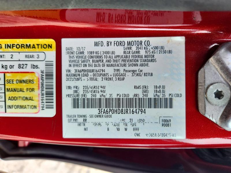 3FA6P0HD8JR164794 2018 FORD FUSION photo no. 12