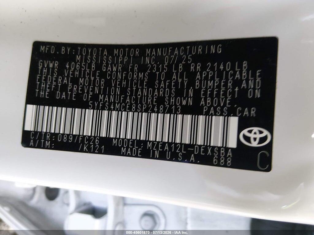 5YFS4MCE8SP248713 2025 TOYOTA COROLLA photo no. 9