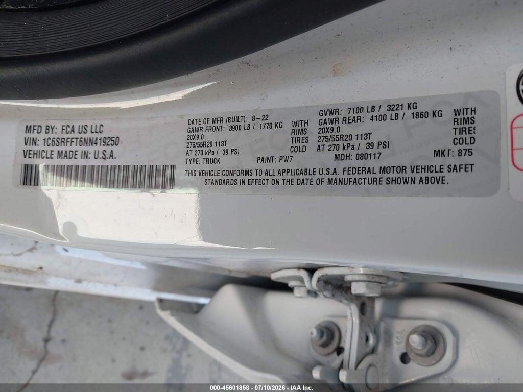 1C6SRFFT6NN419250 2022 RAM 1500 photo no. 9