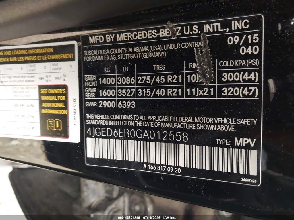 4JGED6EB0GA012558 2016 MERCEDES-BENZ GLE 450 AMG COUPE photo no. 9