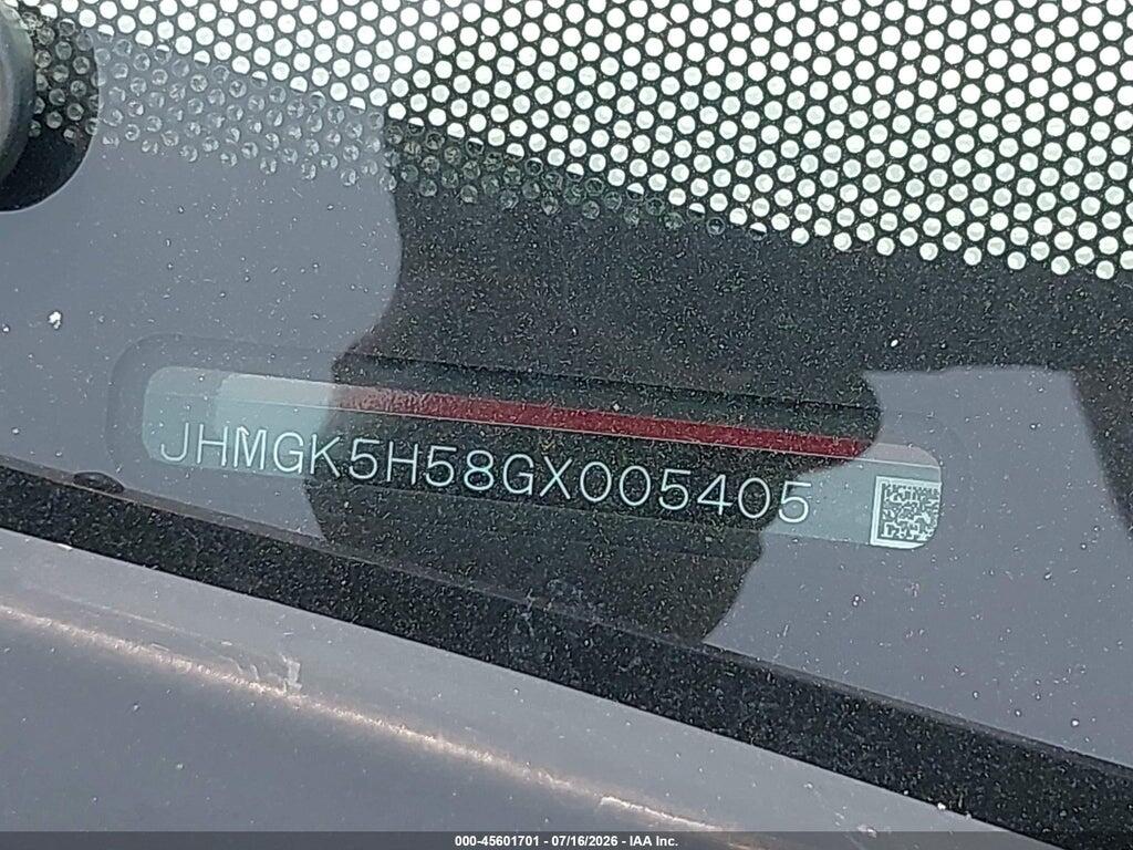 JHMGK5H58GX005405 2016 HONDA FIT photo no. 9