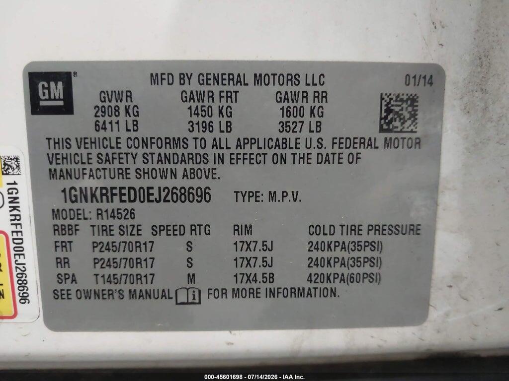 1GNKRFED0EJ268696 2014 CHEVROLET TRAVERSE photo no. 9