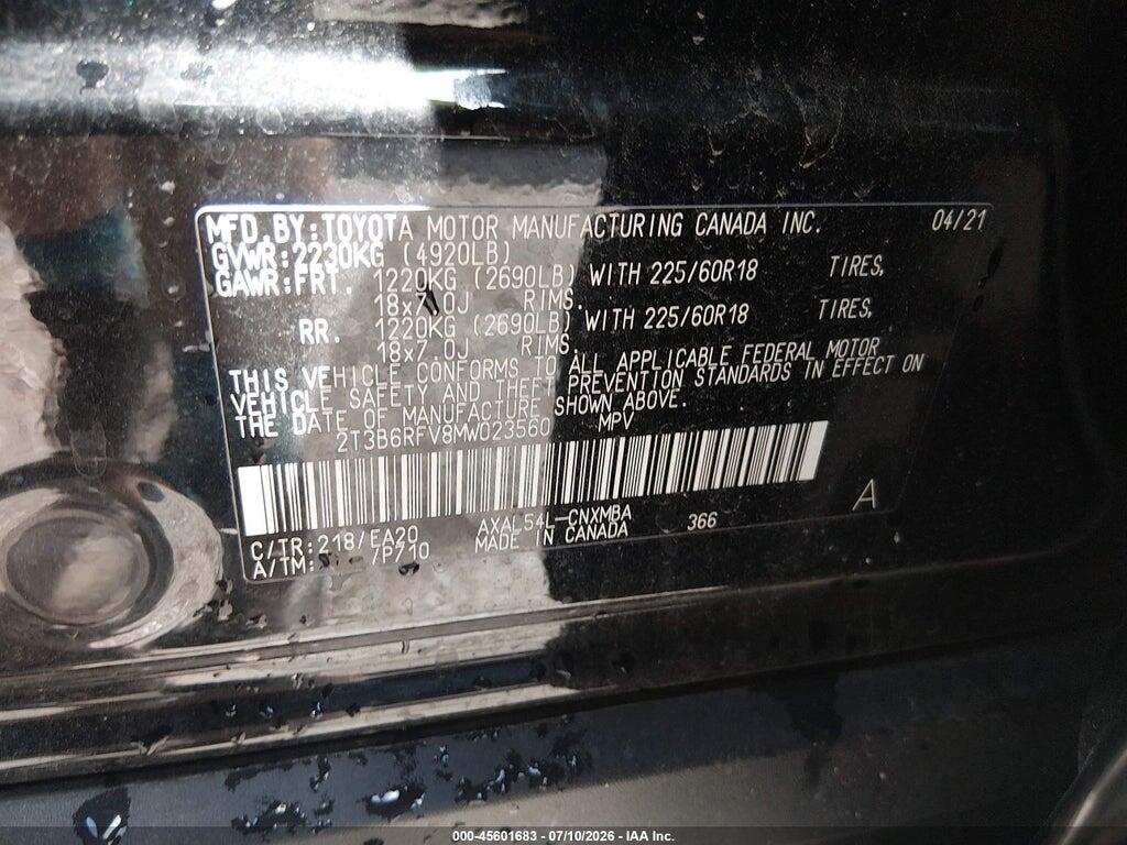 2T3B6RFV8MW023560 2021 TOYOTA RAV4 HYBRID photo no. 9