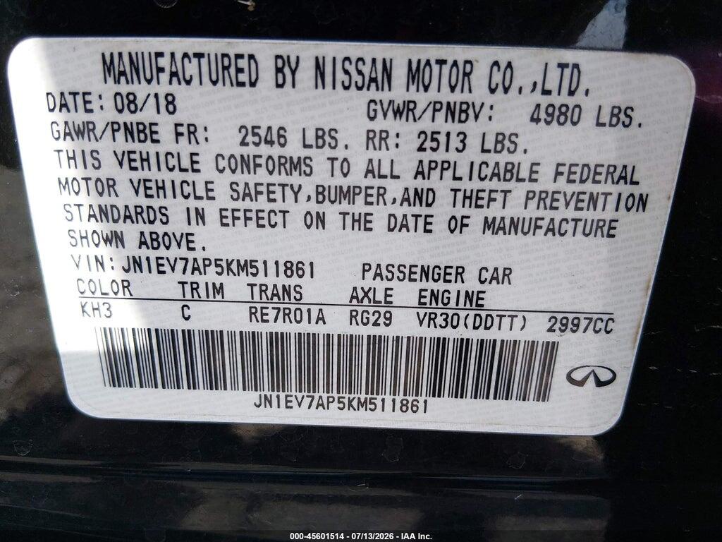JN1EV7AP5KM511861 2019 INFINITI Q50 photo no. 9