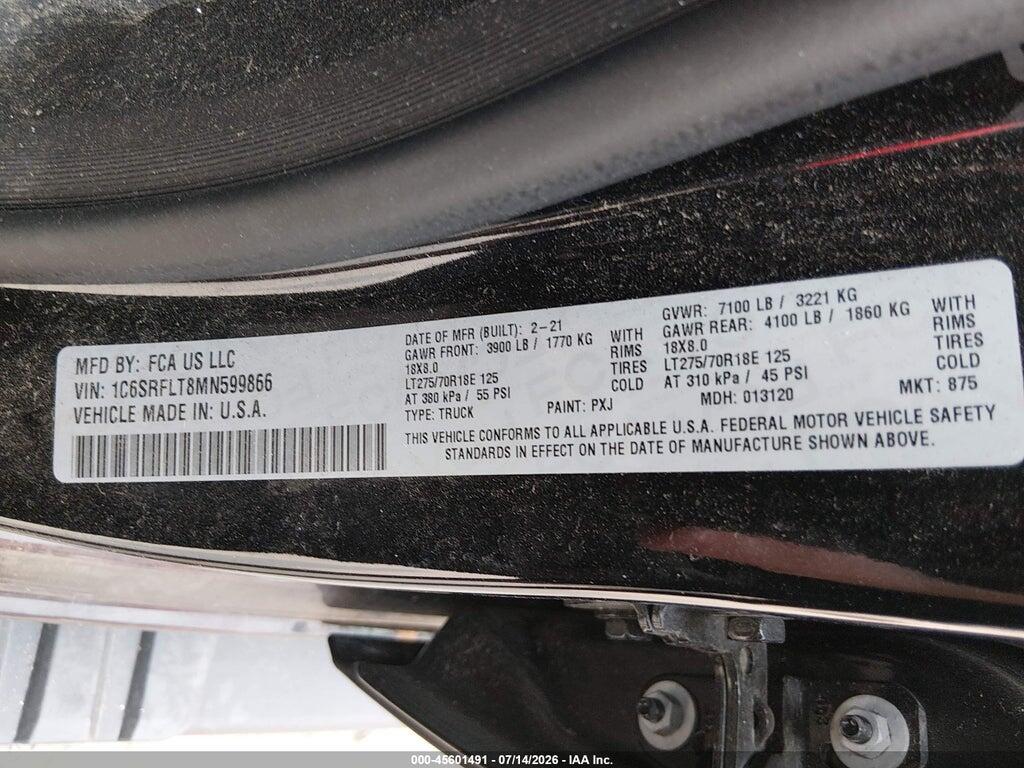 1C6SRFLT8MN599866 2021 RAM 1500 photo no. 9