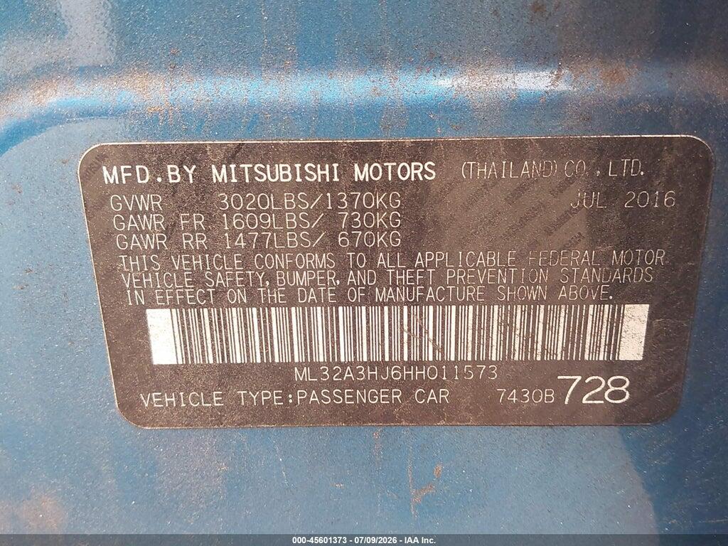 ML32A3HJ6HH011573 2017 MITSUBISHI MIRAGE photo no. 9