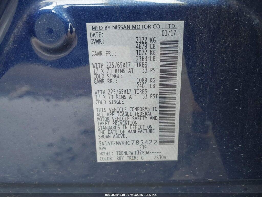 5N1AT2MVXHC785422 2017 NISSAN ROGUE photo no. 9
