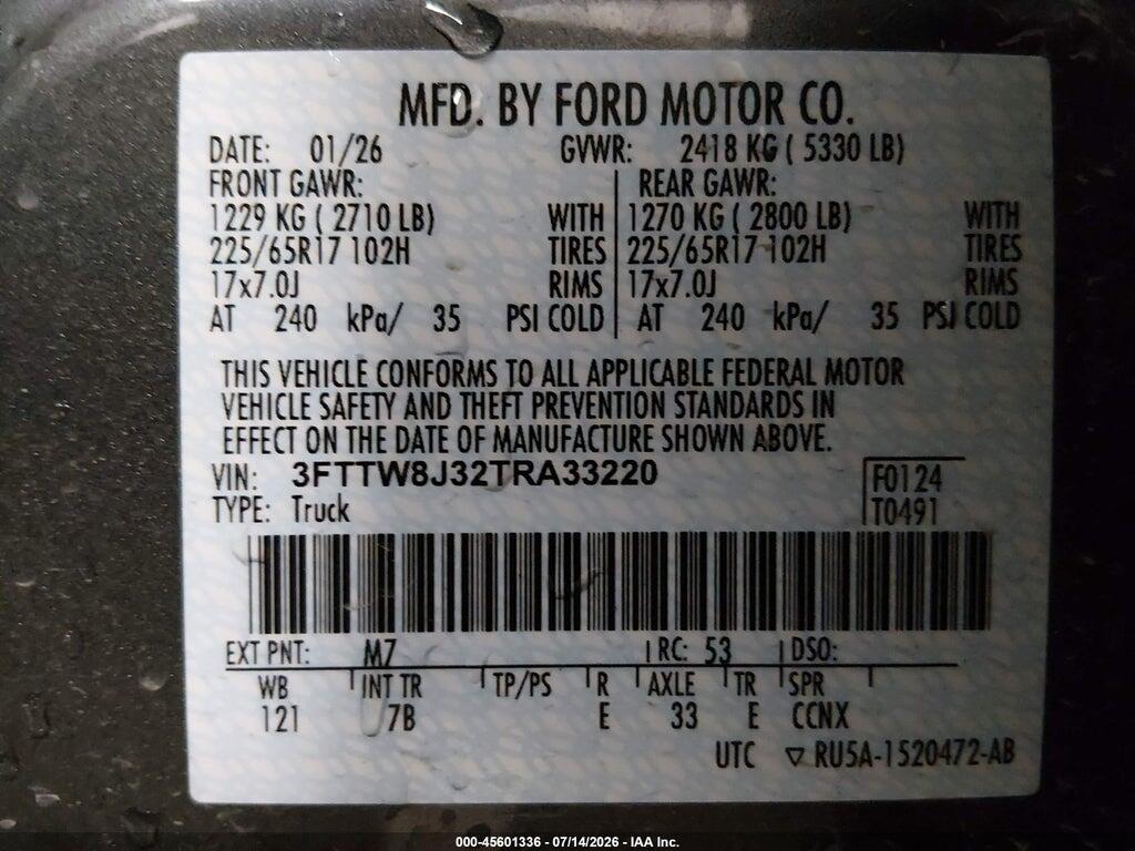 3FTTW8J32TRA33220 2026 FORD MAVERICK photo no. 9