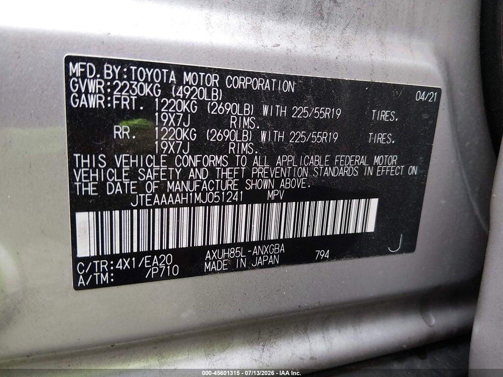 JTEAAAAH1MJ051241 2021 TOYOTA VENZA photo no. 9