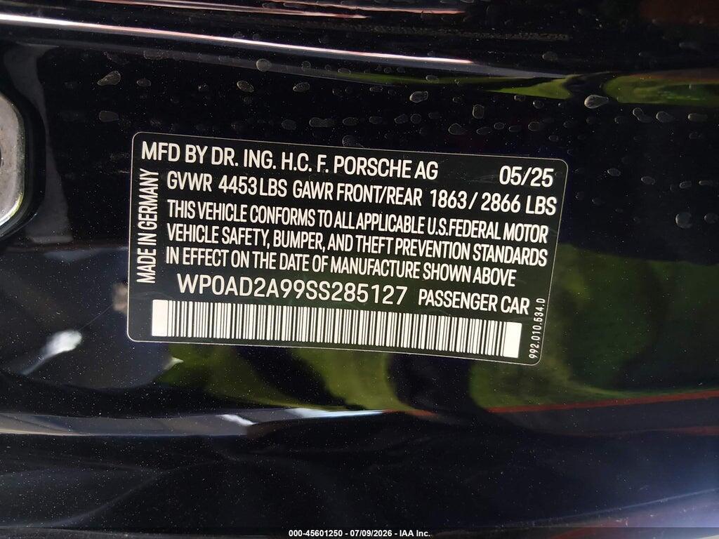 WP0AD2A99SS285127 2025 PORSCHE 911 photo no. 9