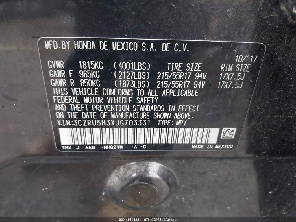 3CZRU5H3XJG703331 2018 HONDA HR-V photo no. 9