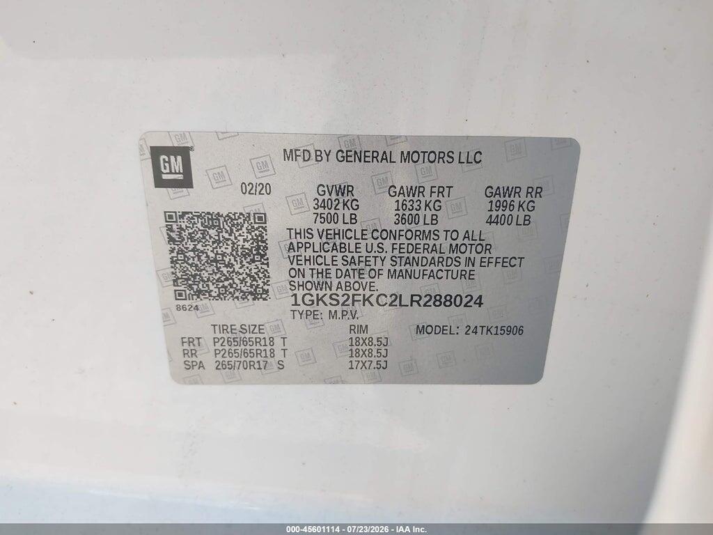 1GKS2FKC2LR288024 2020 GMC YUKON XL photo no. 9