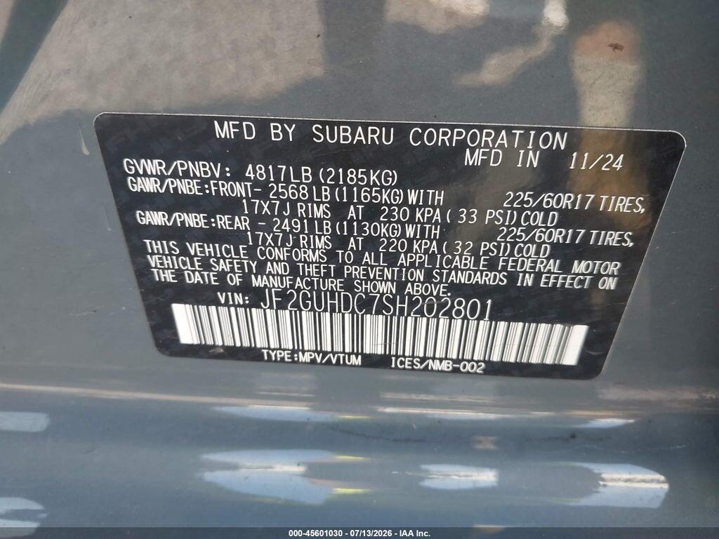 JF2GUHDC7SH202801 2025 SUBARU CROSSTREK photo no. 9