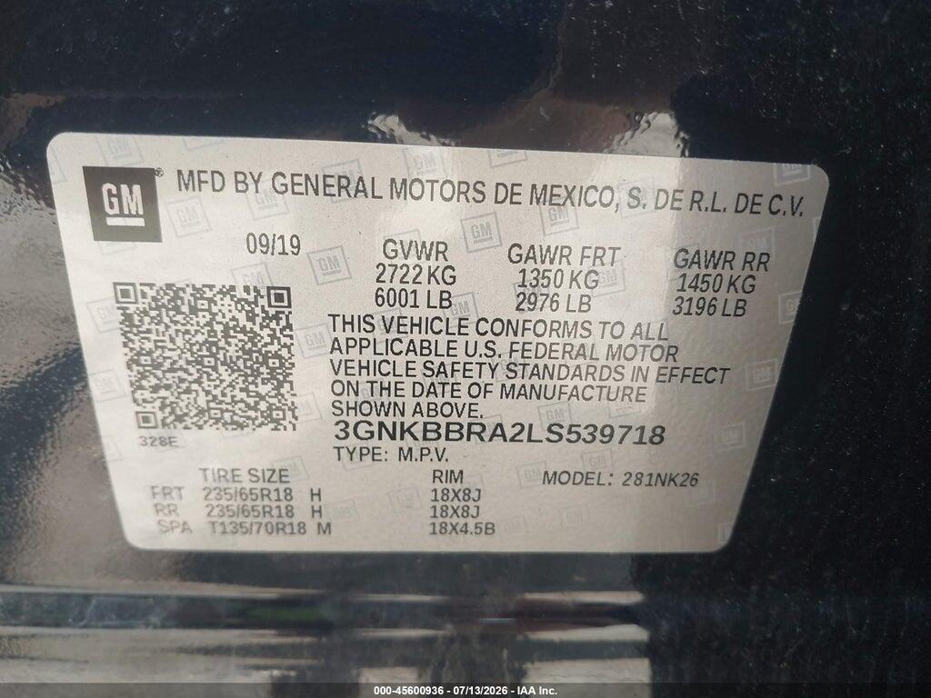 3GNKBBRA2LS539718 2020 CHEVROLET BLAZER photo no. 9