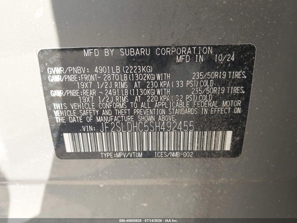 JF2SLDHC5SH492455 2025 SUBARU FORESTER photo no. 9