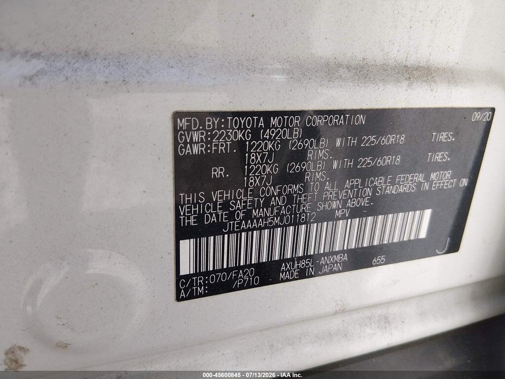 JTEAAAAH5MJ011812 2021 TOYOTA VENZA photo no. 9